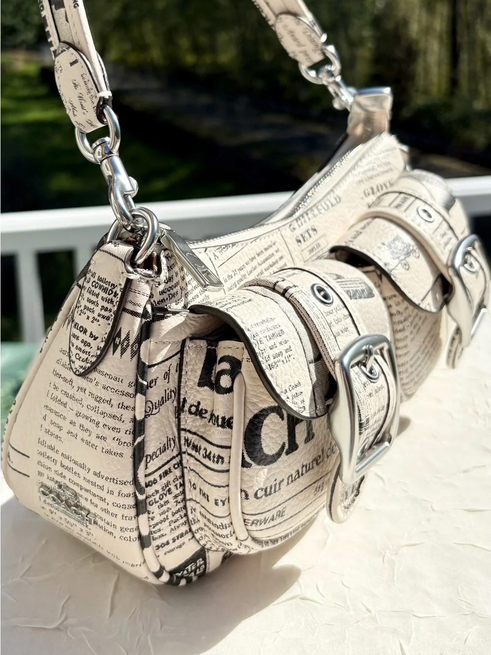 NEW COACH Ashton Shoulder Bag With Newspaper Print CDC12